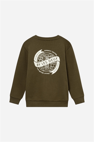 Les Deux Sweatshirt - Globe - Olive Night/Ivory